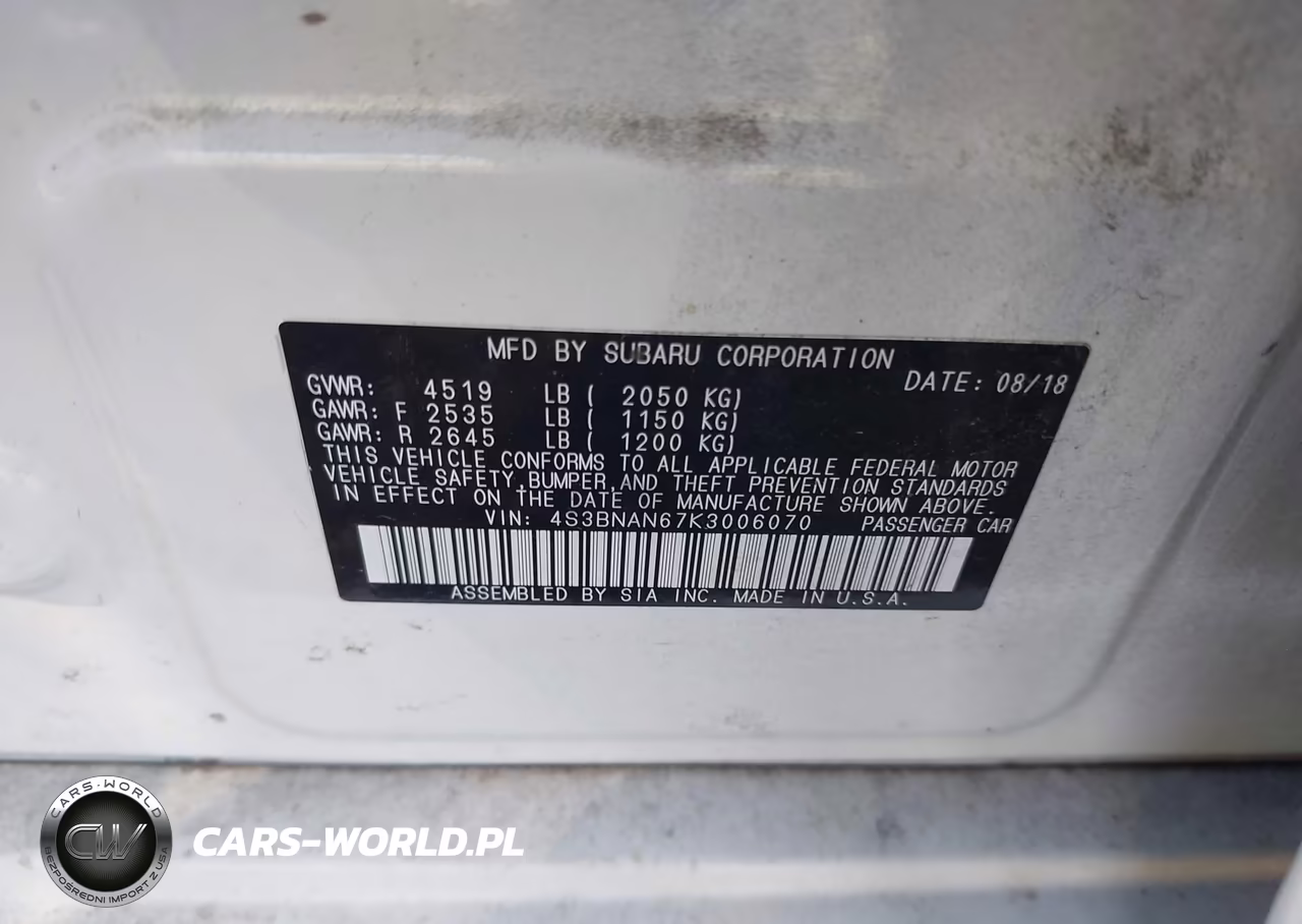 2019 Subaru Legacy 2.5I Limited VIN:4S3BNAN67K3006070 - 9