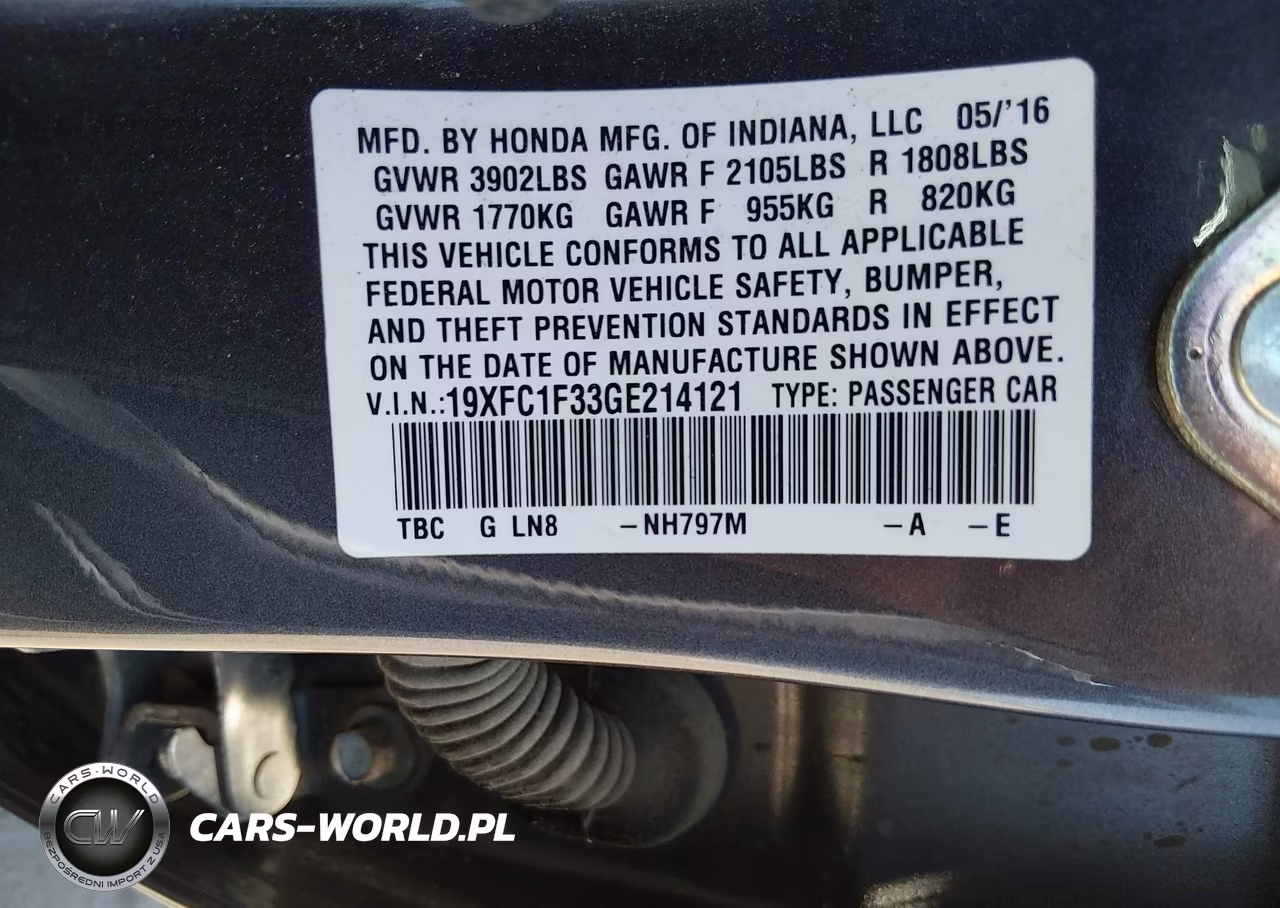 2016 Honda Civic Ex-T VIN:19XFC1F33GE214121 - 9