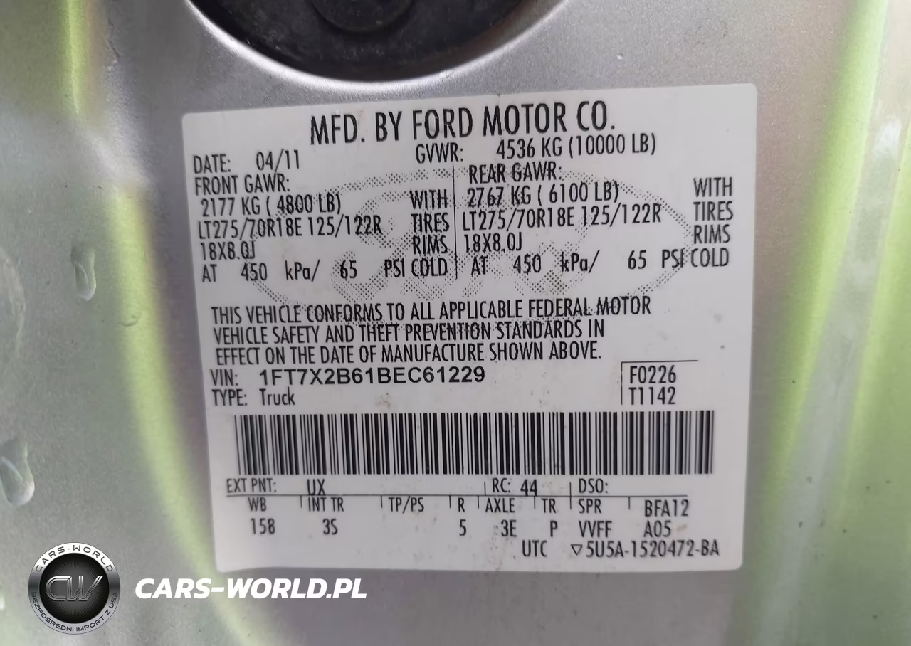 2011 Ford Super Duty F-250 Srw Xlt VIN:1FT7X2B61BEC61229 - 9