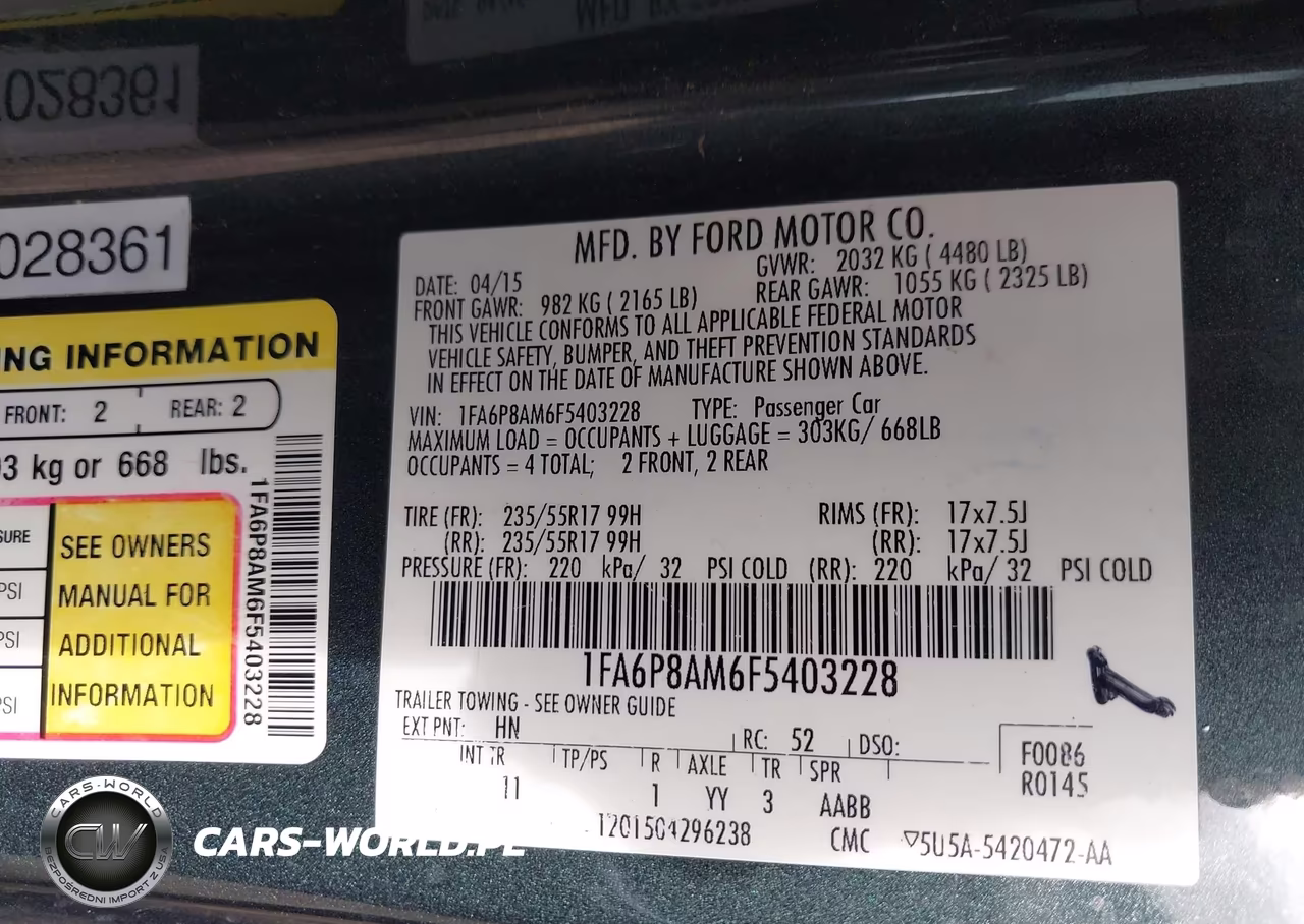 2015 Ford Mustang V6 VIN:1FA6P8AM6F5403228 - 9