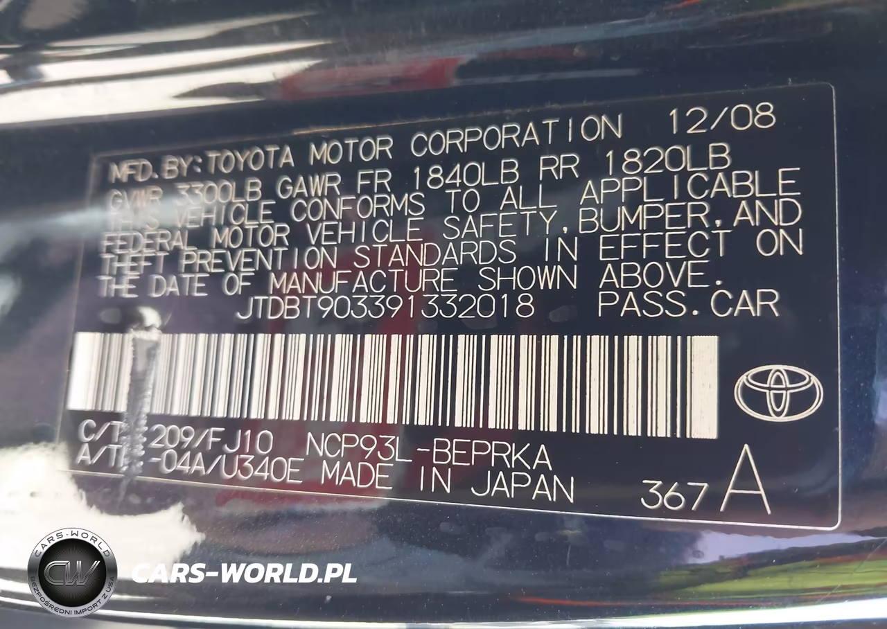 2009 Toyota Yaris VIN:JTDBT903391332018 - 9