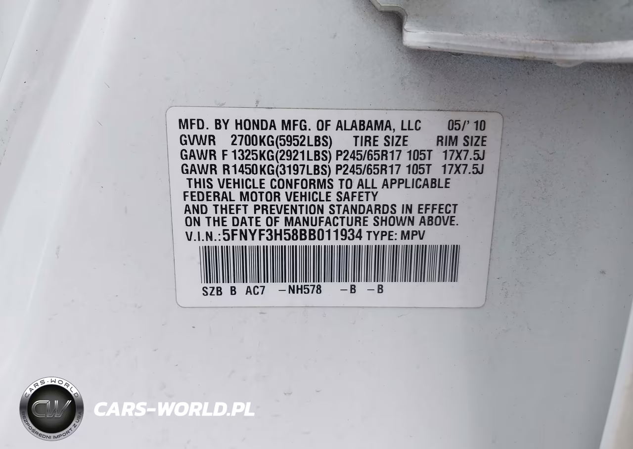 2011 Honda Pilot Ex-L VIN:5FNYF3H58BB011934 - 9