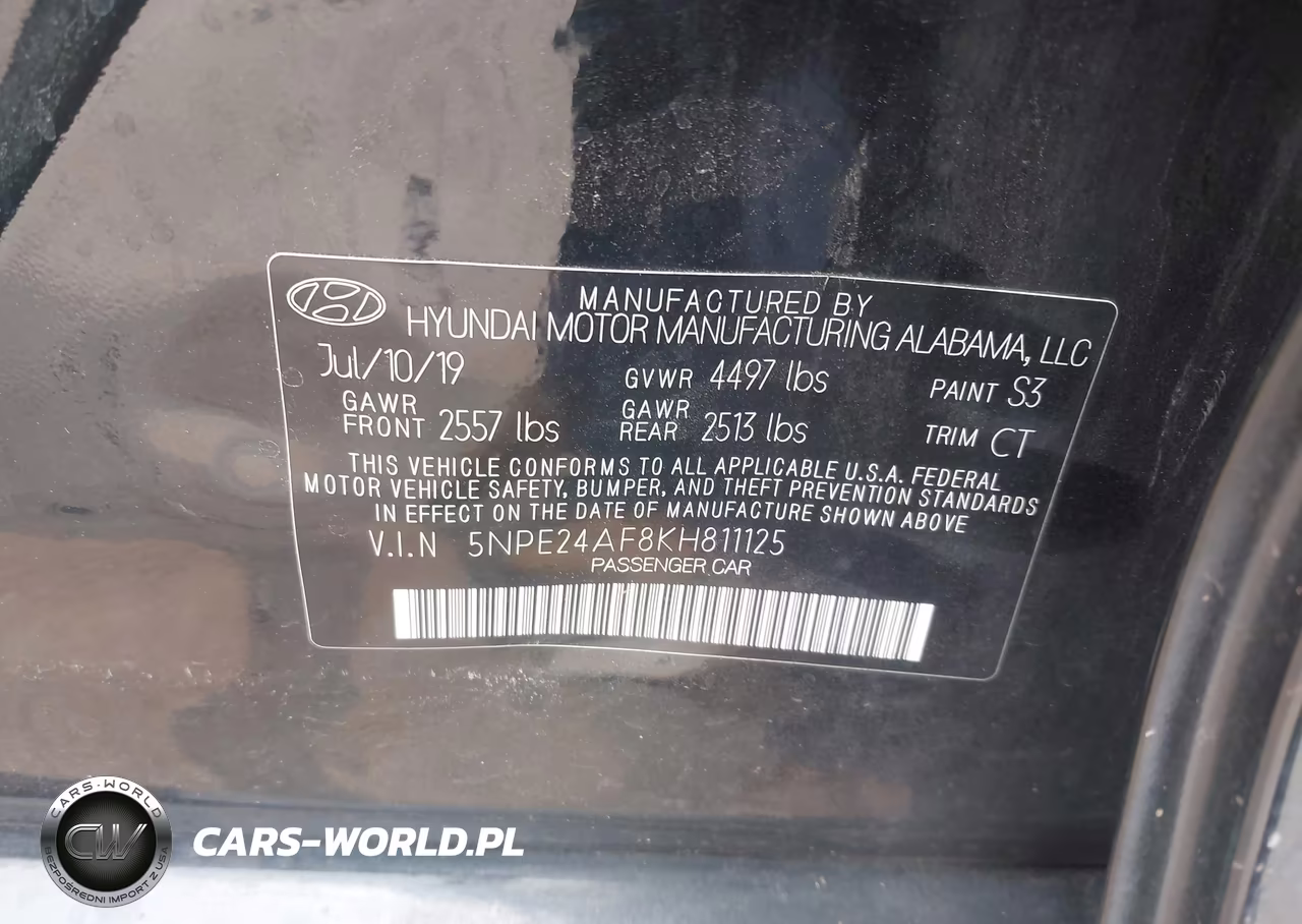 2019 Hyundai Sonata Se VIN:5NPE24AF8KH811125 - 9