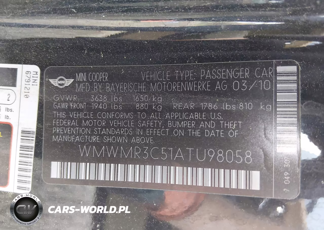2010 Mini Cooper VIN:WMWMR3C51ATU98058 - 9