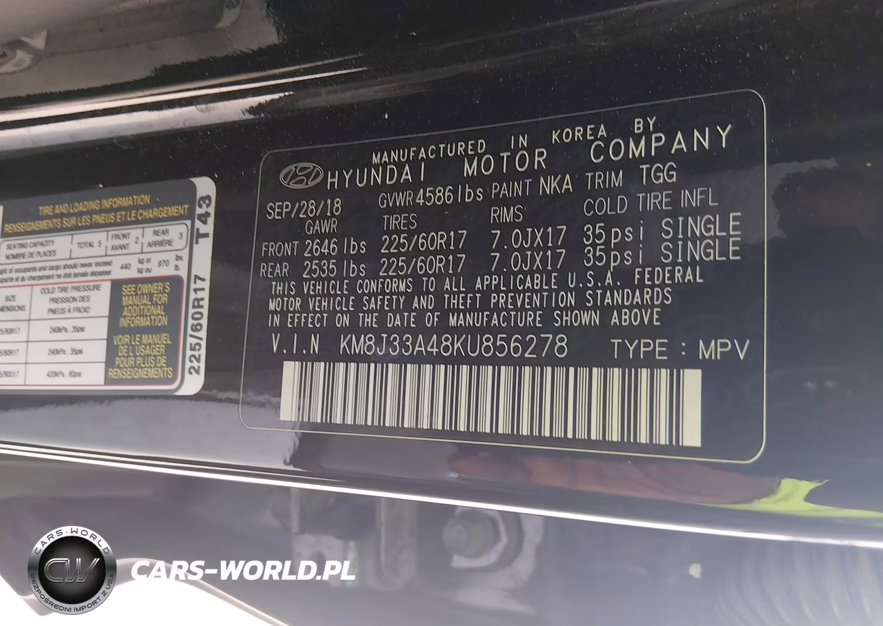 2019 Hyundai Tucson Value VIN:KM8J33A48KU856278 - 9
