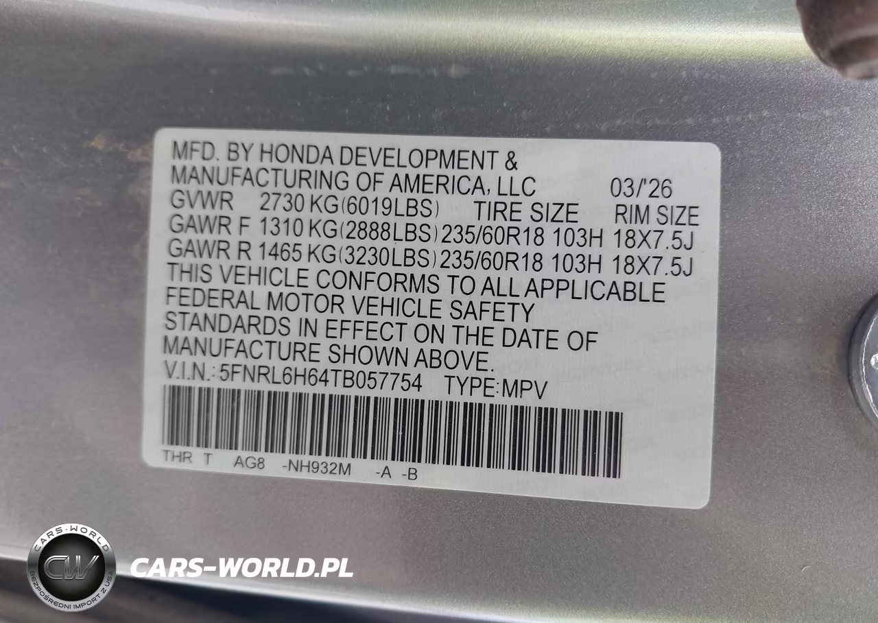 2026 Honda Odyssey Ex-L VIN:5FNRL6H64TB057754 - 9