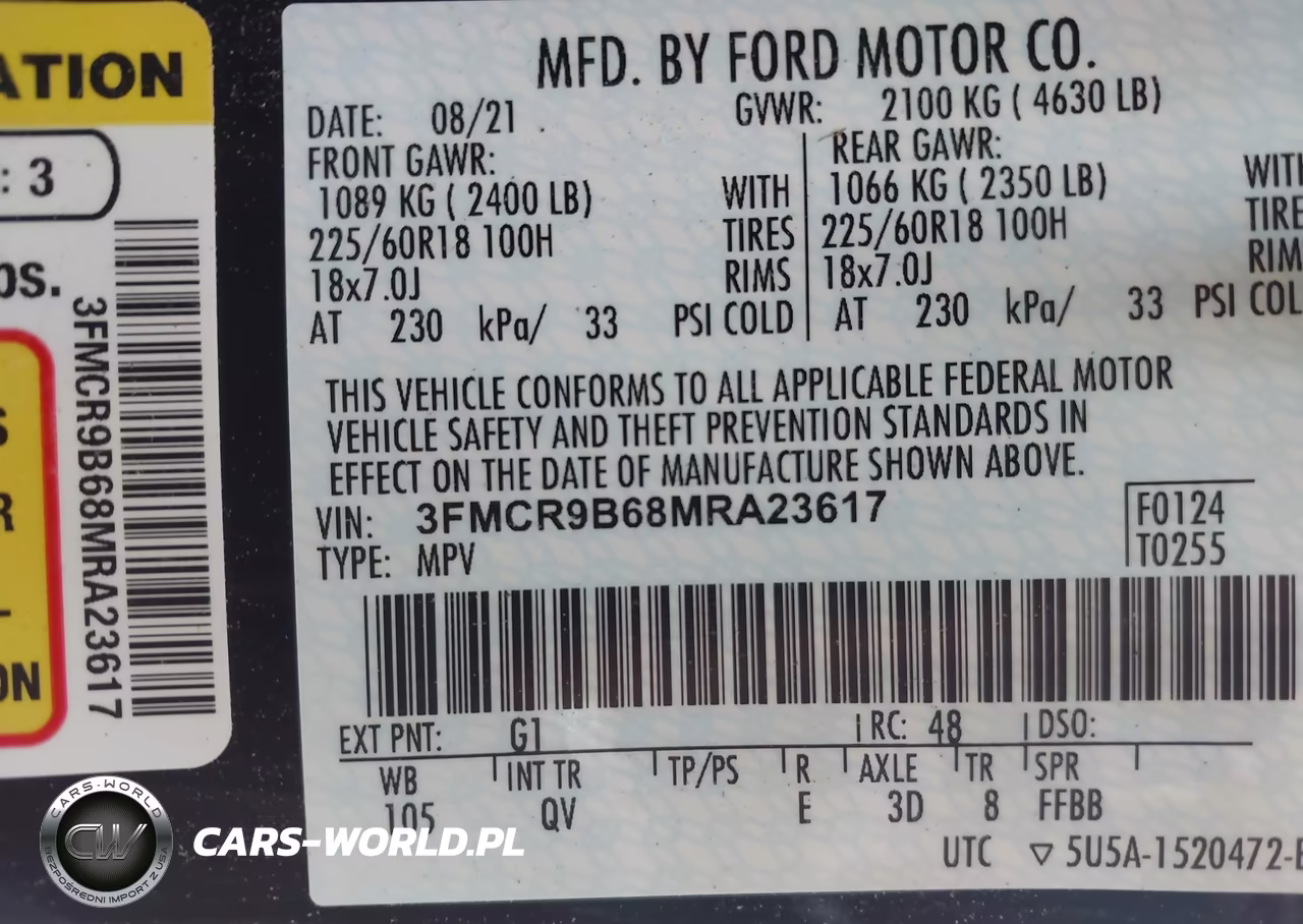 2021 Ford Bronco Sport Big Bend VIN:3FMCR9B68MRA23617 - 9