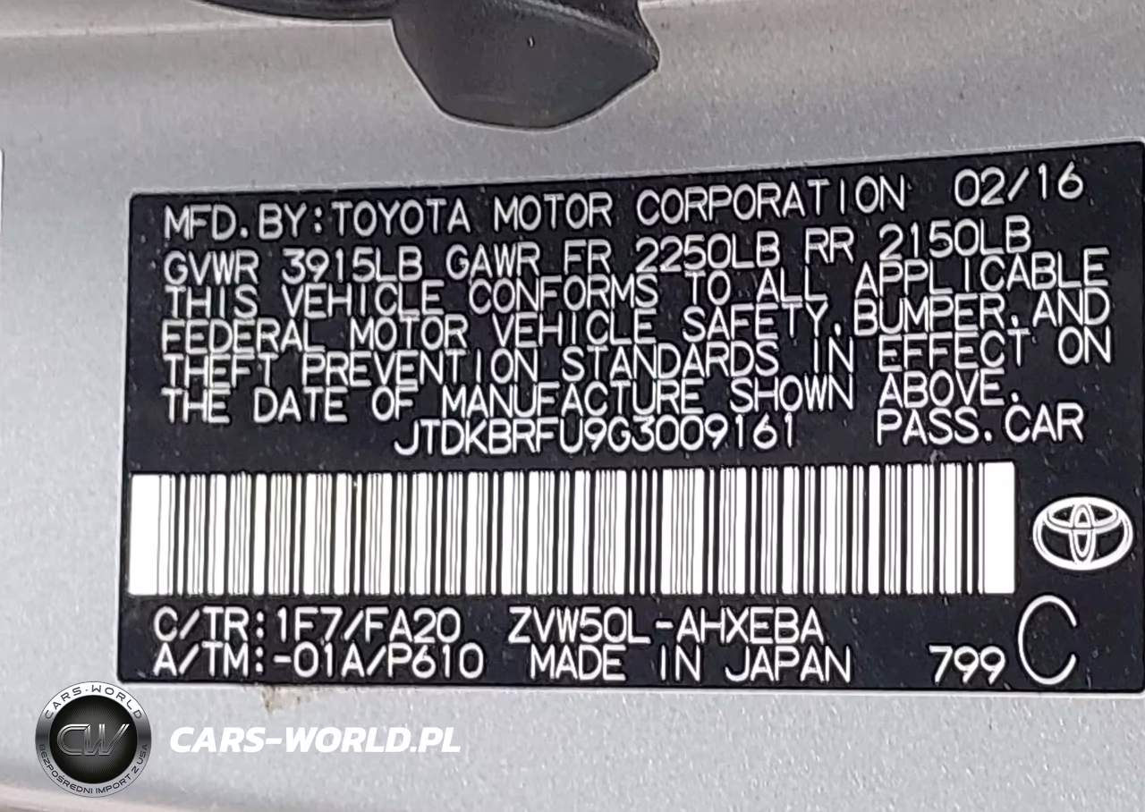 2016 Toyota Prius Two VIN:JTDKBRFU9G3009161 - 9