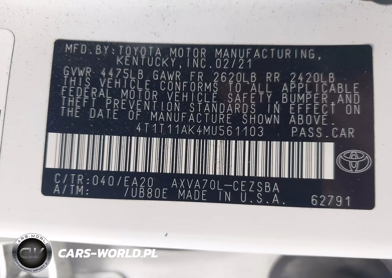 2021 Toyota Camry Se VIN:4T1T11AK4MU561103 - 9