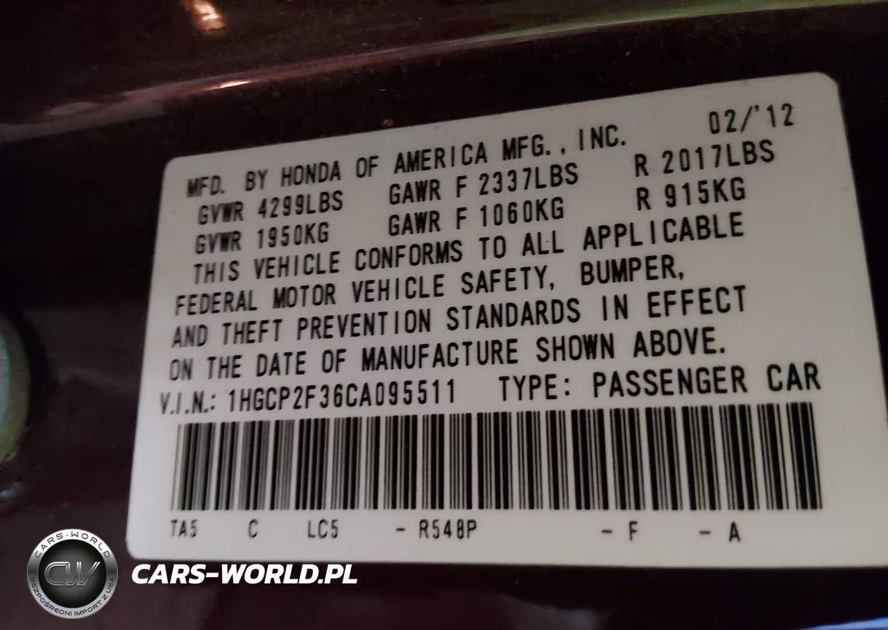 2012 Honda Accord Sdn Lx VIN:1HGCP2F36CA095511 - 9