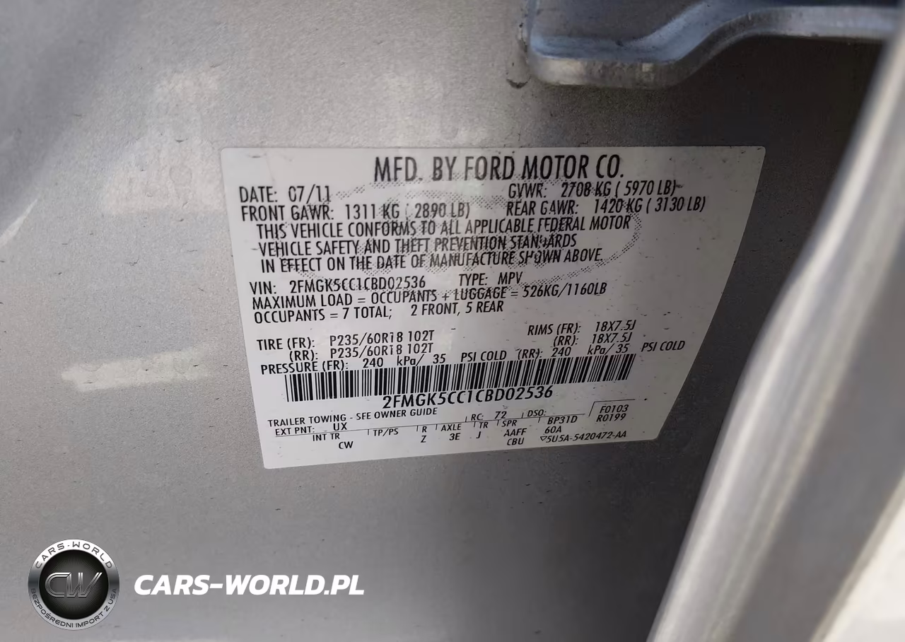 2012 Ford Flex Sel VIN:2FMGK5CC1CBD02536 - 9