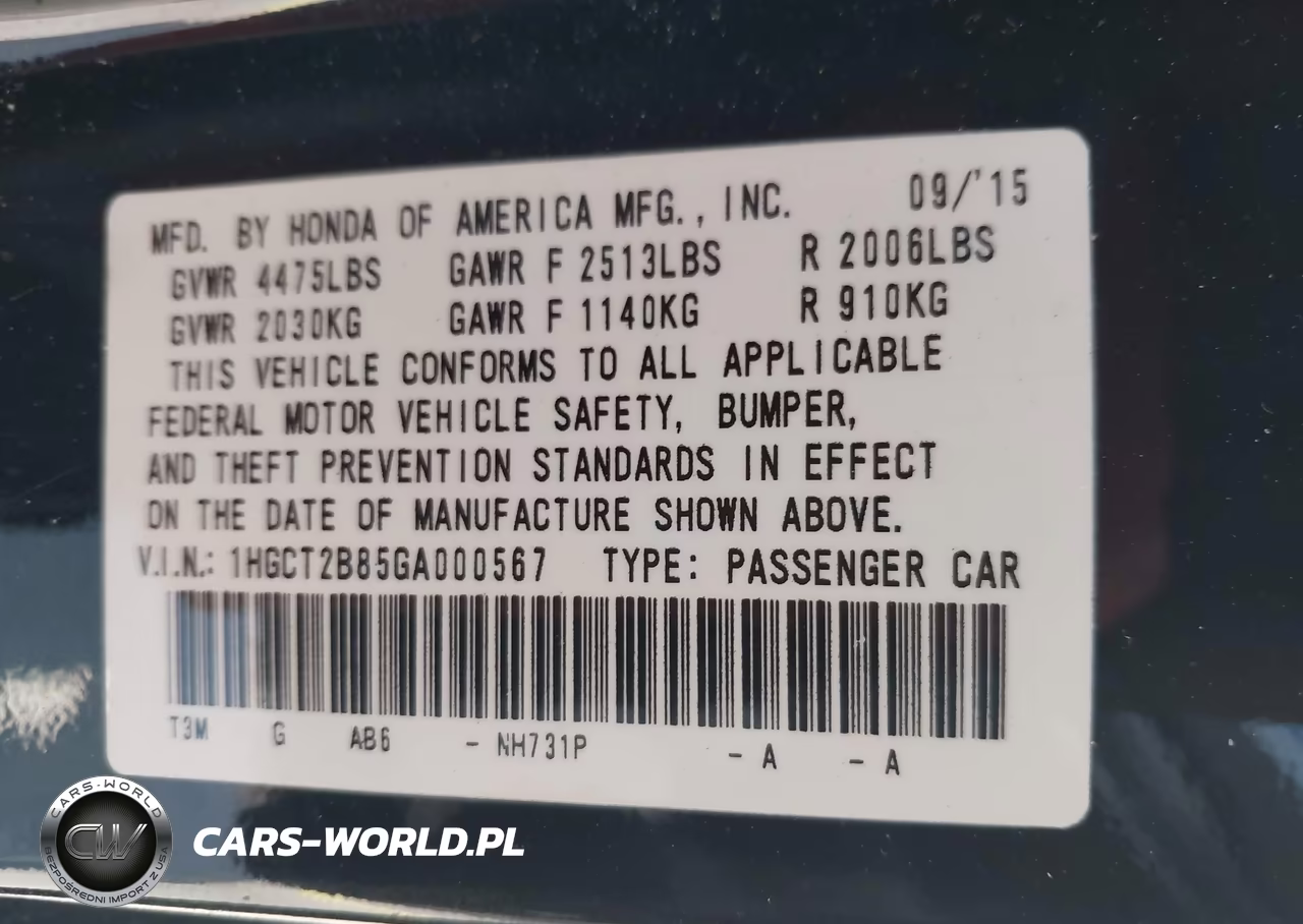 2016 Honda Accord Ex-L V-6 VIN:1HGCT2B85GA000567 - 9