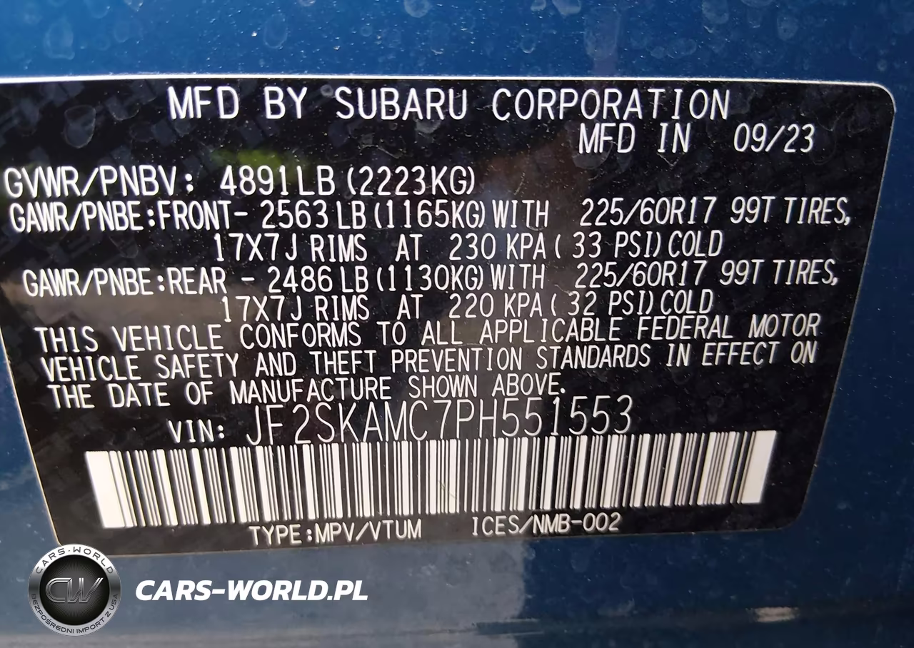 2023 Subaru Forester Wilderness VIN:JF2SKAMC7PH551553 - 9