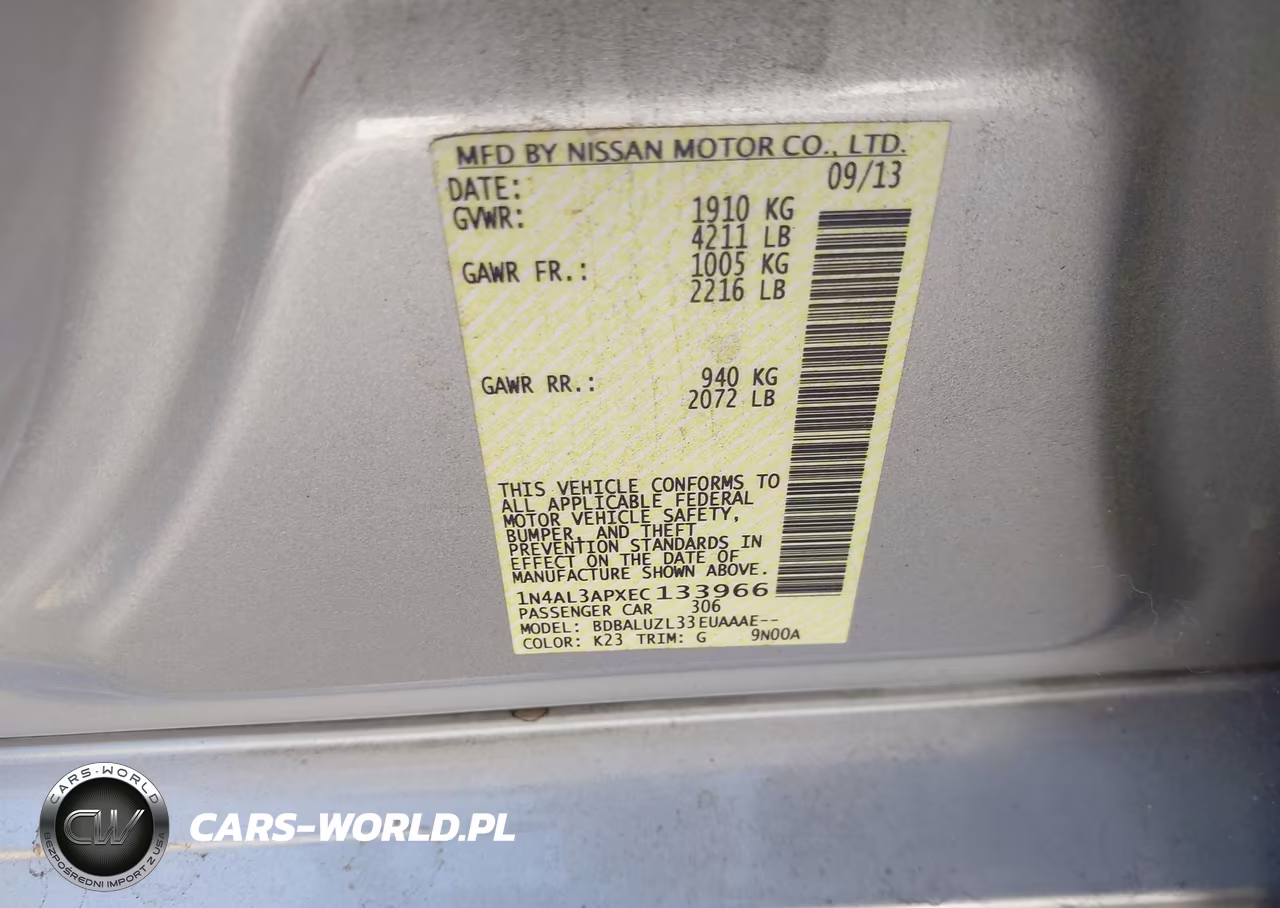 2014 Nissan Altima 2.5 Sv VIN:1N4AL3APXEC133966 - 9