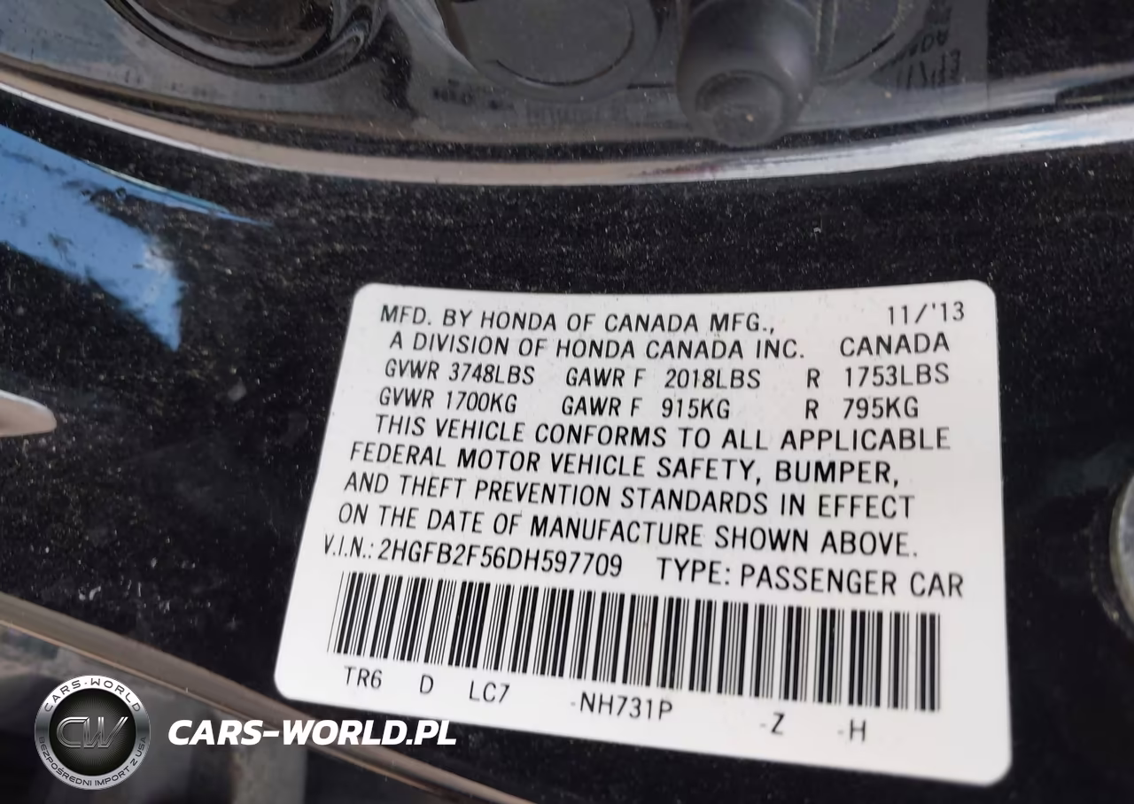 2013 Honda Civic Lx VIN:2HGFB2F56DH597709 - 9