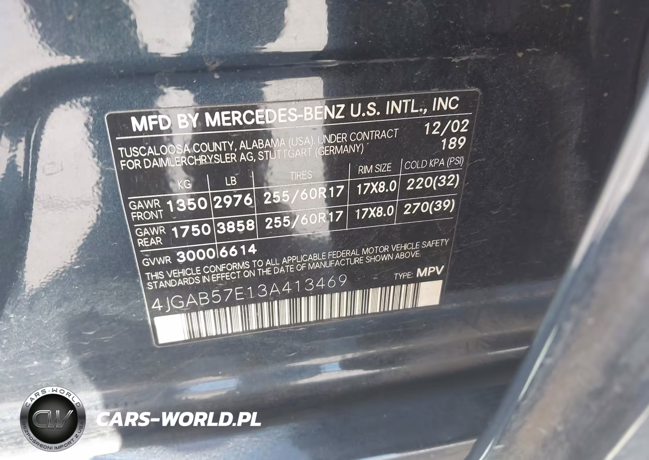 2003 Mercedes-Benz Ml 350 VIN:4JGAB57E13A413469 - 9
