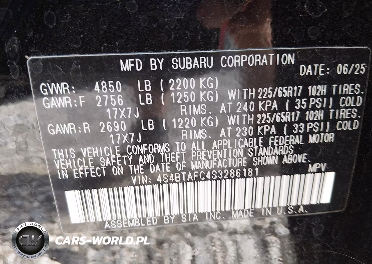 2025 Subaru Outback Premium VIN:4S4BTAFC4S3286181 - 9
