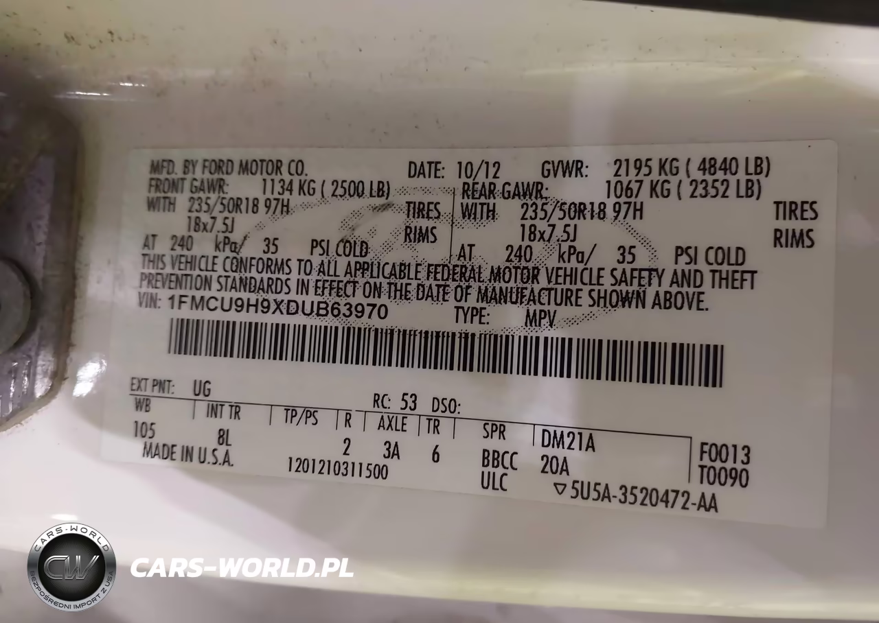 2013 Ford Escape Sel VIN:1FMCU9H9XDUB63970 - 9