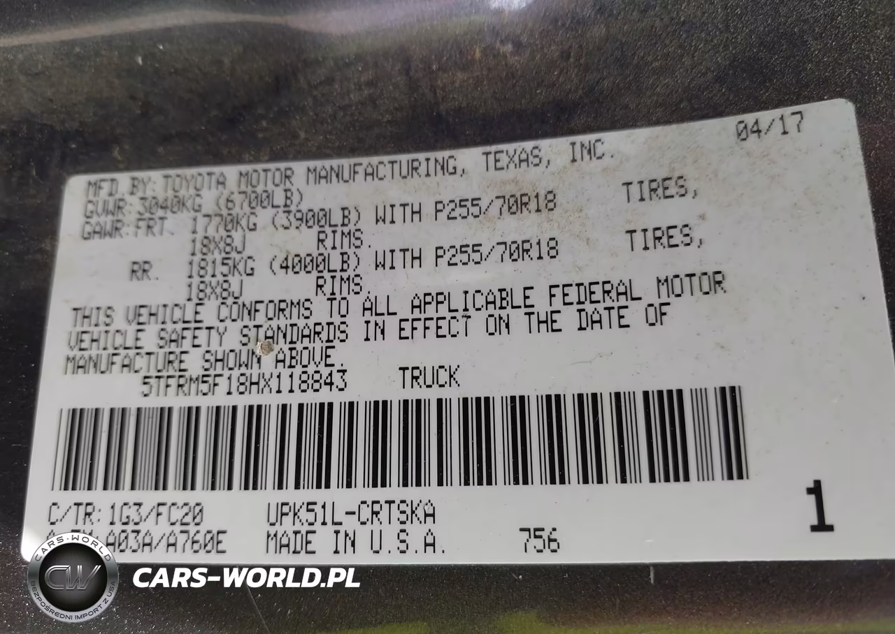 2017 Toyota Tundra Sr5 4.6L V8 VIN:5TFRM5F18HX118843 - 9