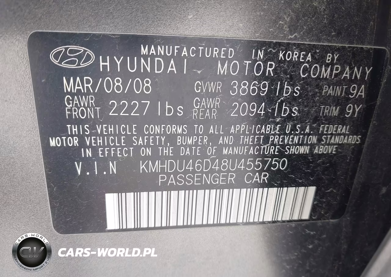2008 Hyundai Elantra Gls-Se VIN:KMHDU46D48U455750 - 9