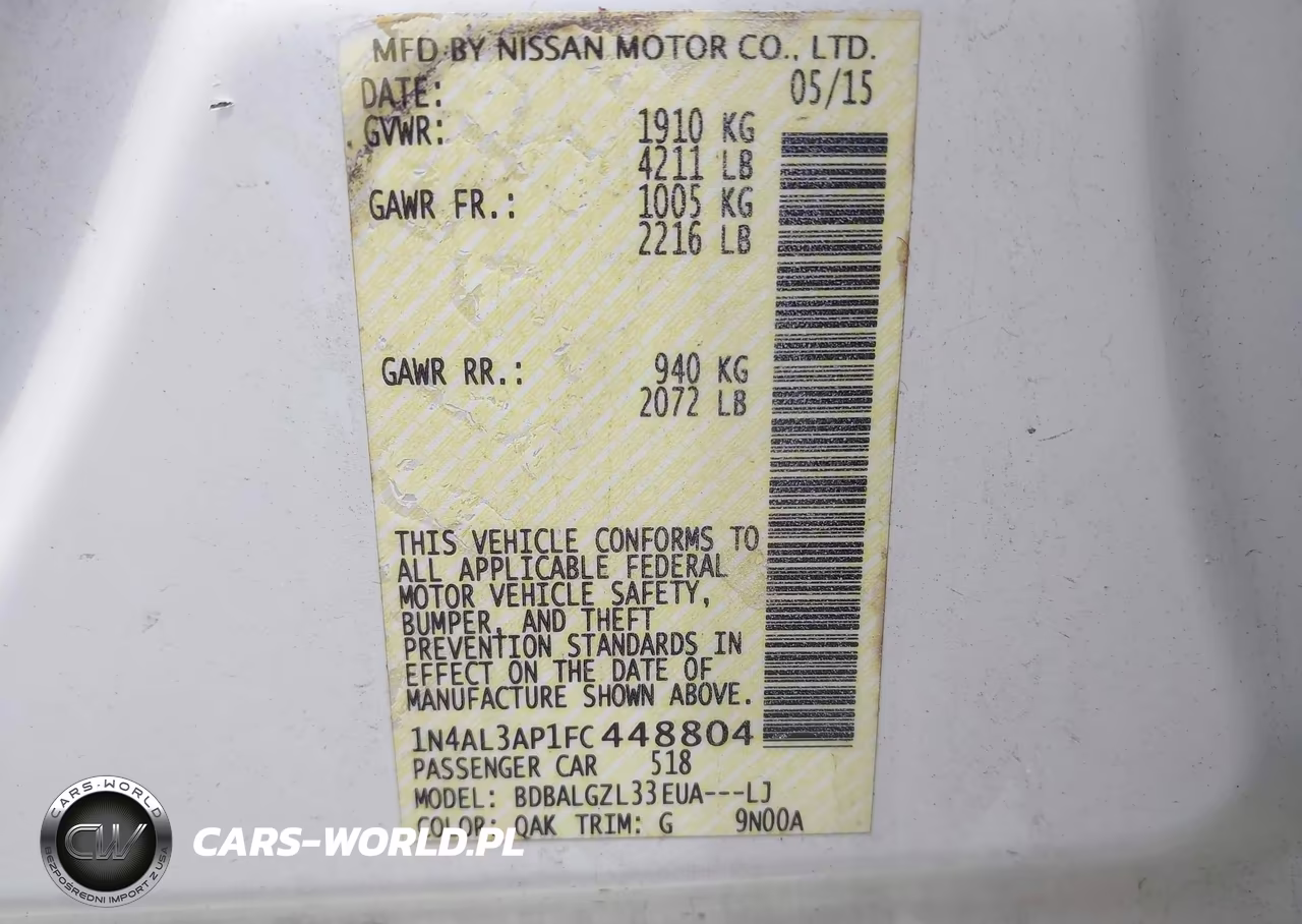 2015 Nissan Altima 2.5 S VIN:1N4AL3AP1FC448804 - 9
