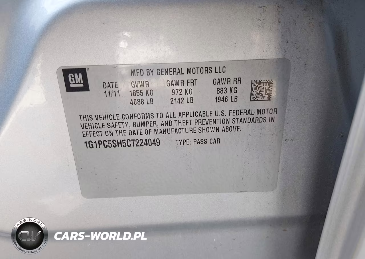 2012 Chevrolet Cruze Ls VIN:1G1PC5SH5C7224049 - 9