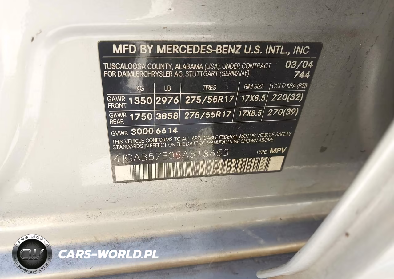 2005 Mercedes-Benz Ml 350 4Matic VIN:4JGAB57E05A518653 - 9