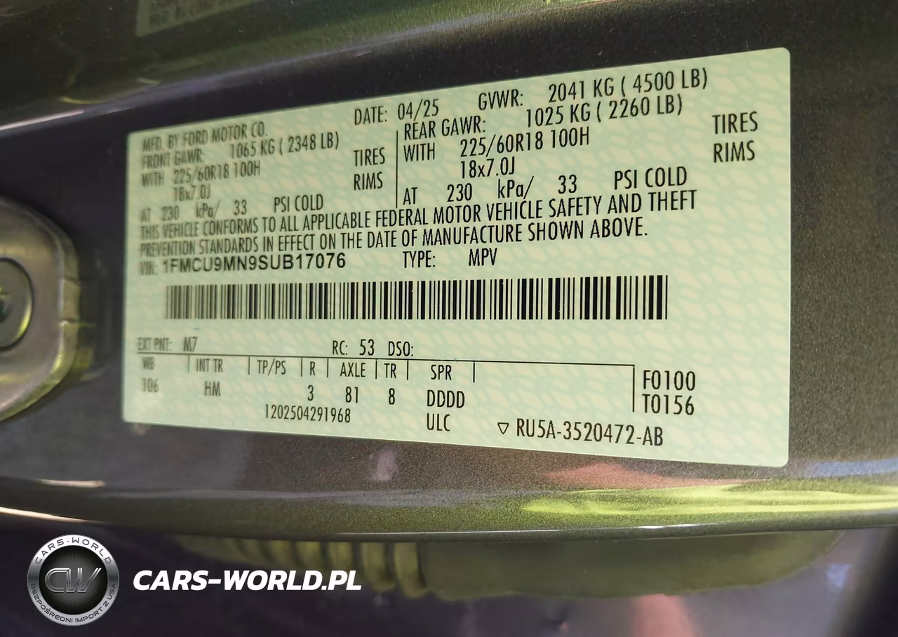 2025 Ford Escape St-Line VIN:1FMCU9MN9SUB17076 - 9