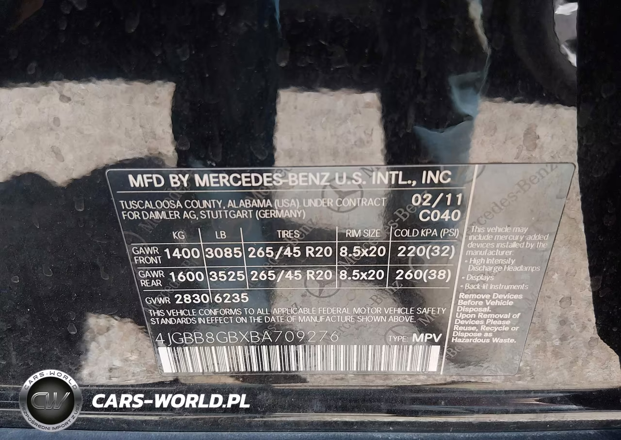 2011 Mercedes-Benz Ml 350 4Matic VIN:4JGBB8GBXBA709276 - 9