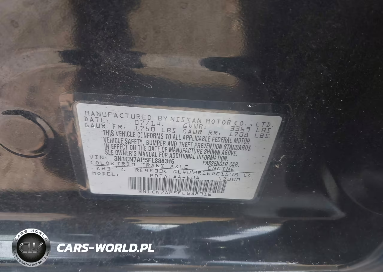 2015 Nissan Versa 1.6 S VIN:3N1CN7AP5FL838316 - 9