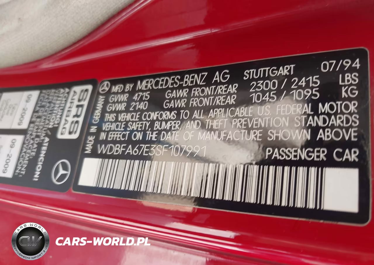 1995 Mercedes-Benz Sl 500 VIN:WDBFA67E3SF107991 - 9
