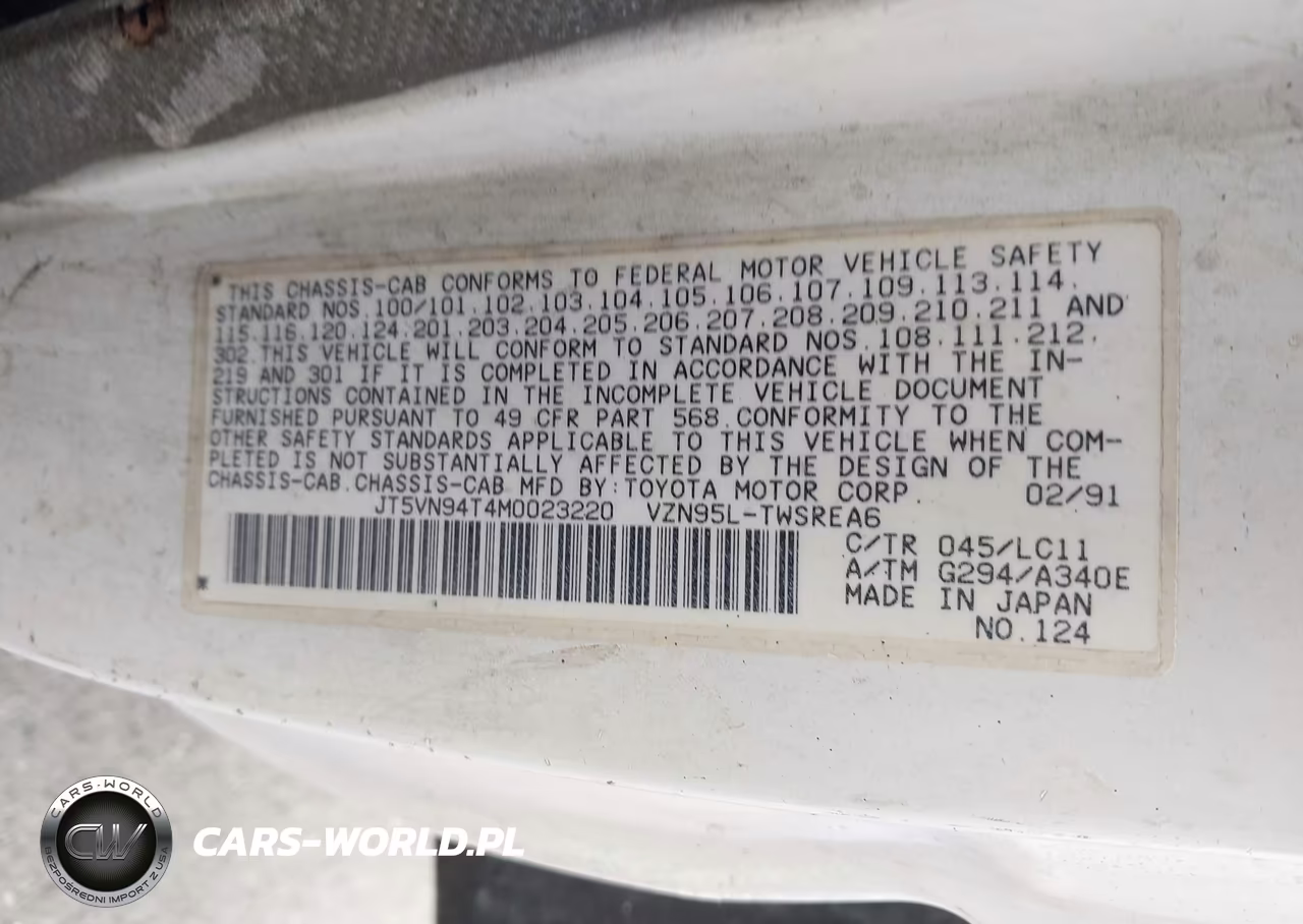 1991 Toyota Pickup Cab Chassis Super Long Wb VIN:JT5VN94T4M0023220 - 9