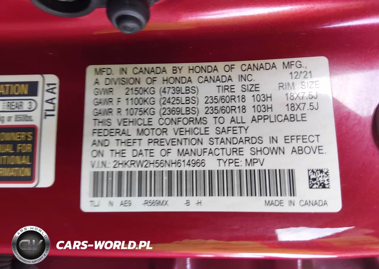 2022 Honda Cr-V Awd Ex VIN:2HKRW2H56NH614966 - 9