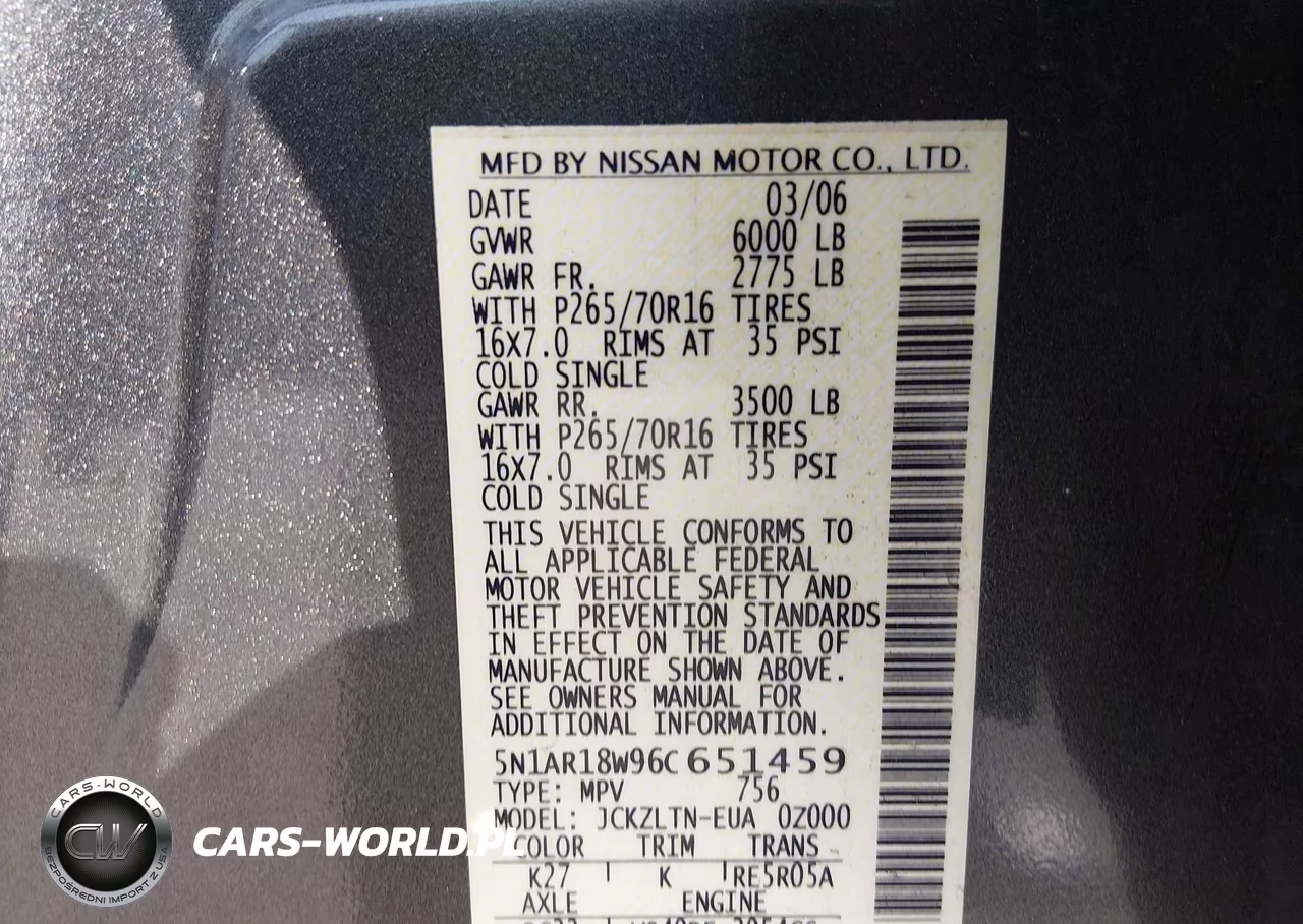 2006 Nissan Pathfinder Se VIN:5N1AR18W96C651459 - 9
