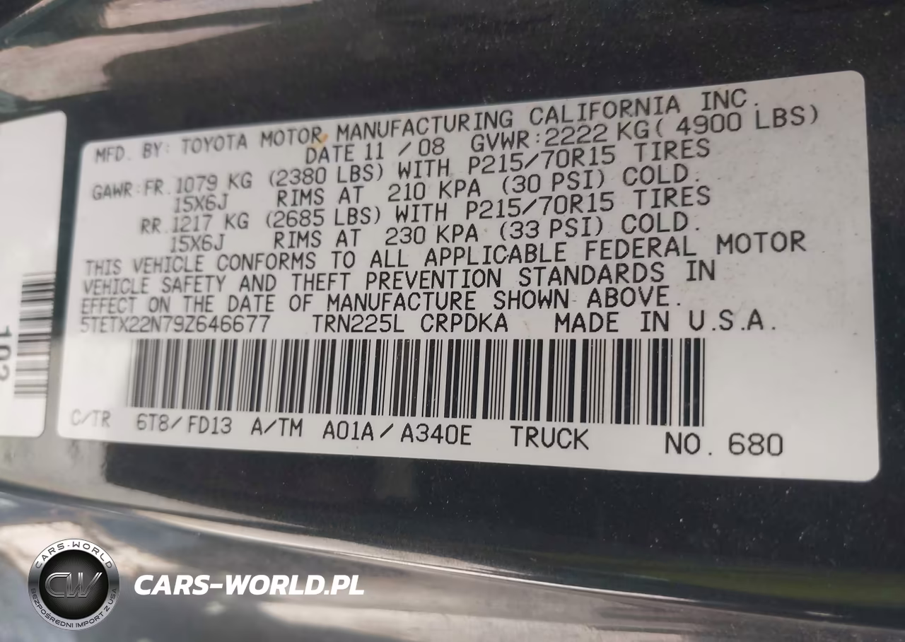 2009 Toyota Tacoma VIN:5TETX22N79Z646677 - 9