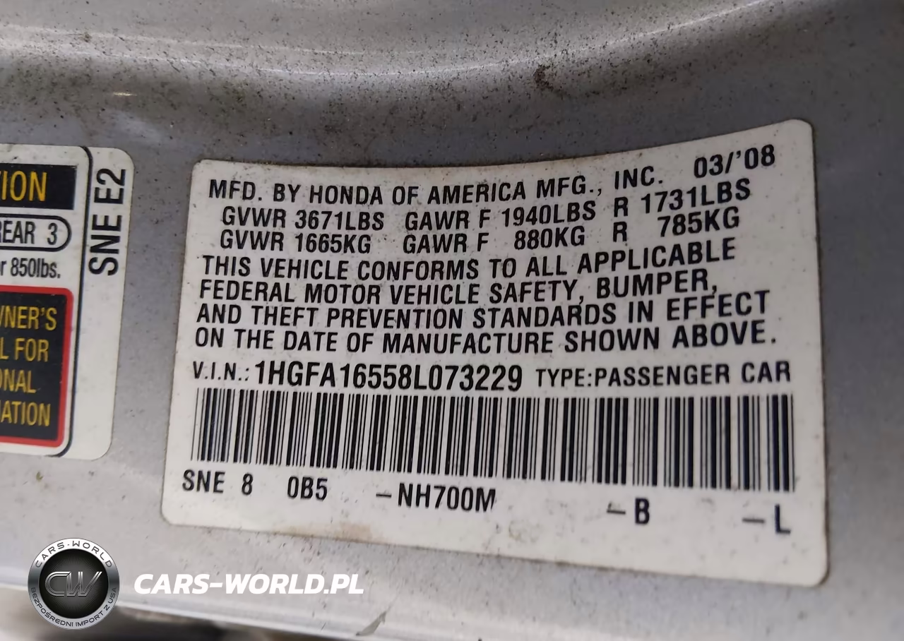 2008 Honda Civic Lx VIN:1HGFA16558L073229 - 9