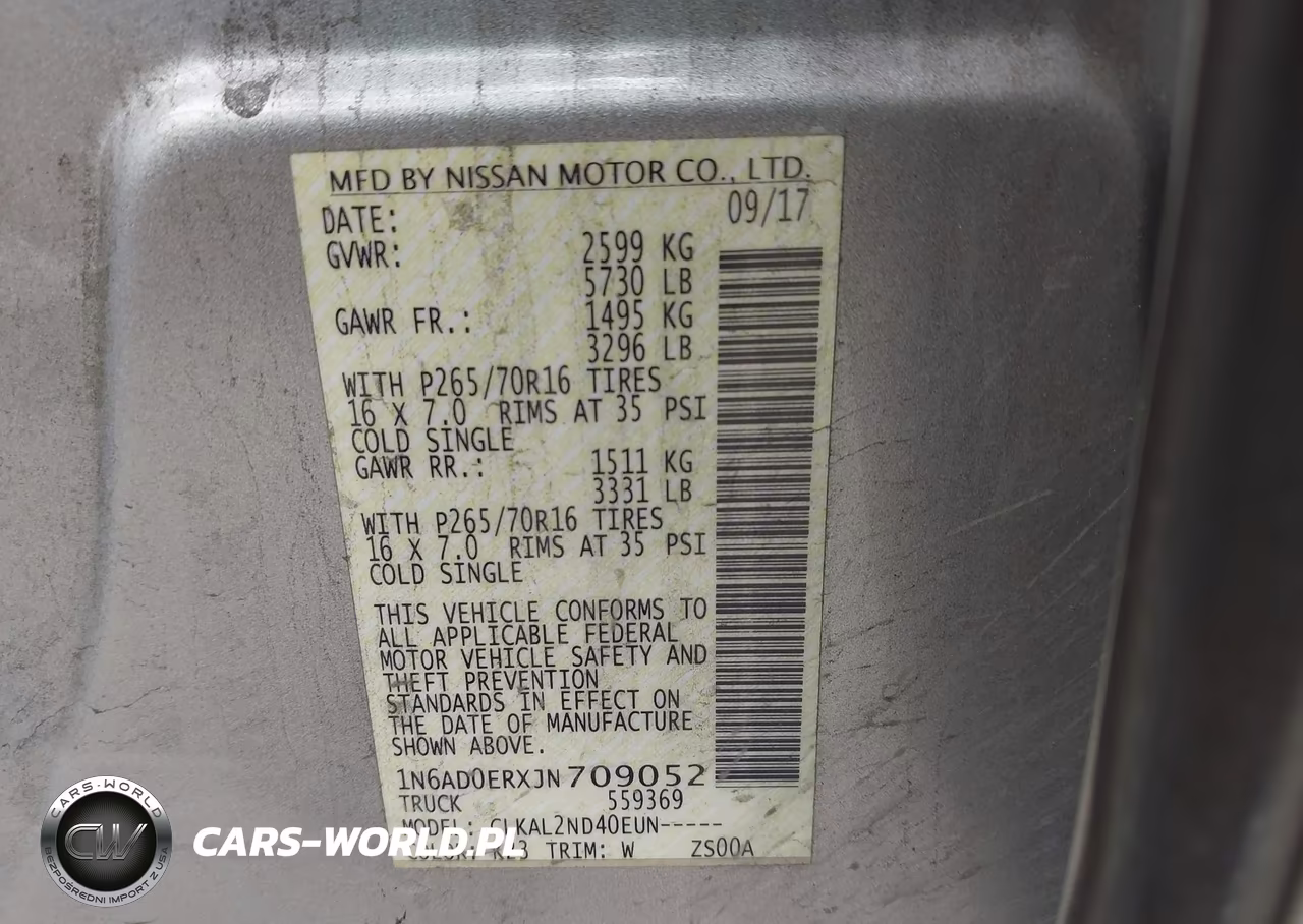 2018 Nissan Frontier Sv VIN:1N6AD0ERXJN709052 - 9