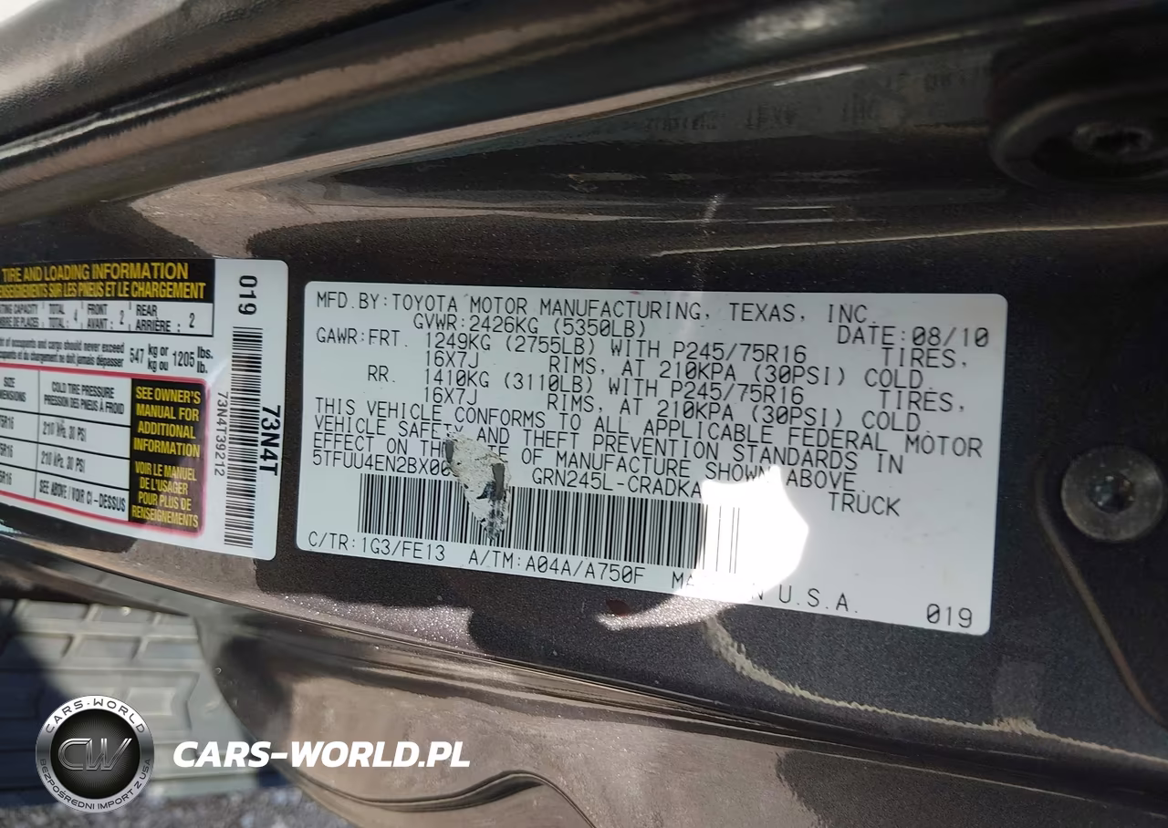 2011 Toyota Tacoma Base V6 VIN:5TFUU4EN2BX003512 - 9