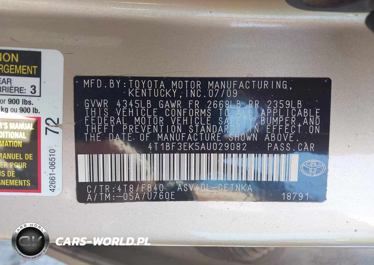 2010 Toyota Camry Le VIN:4T1BF3EK5AU029082 - 9