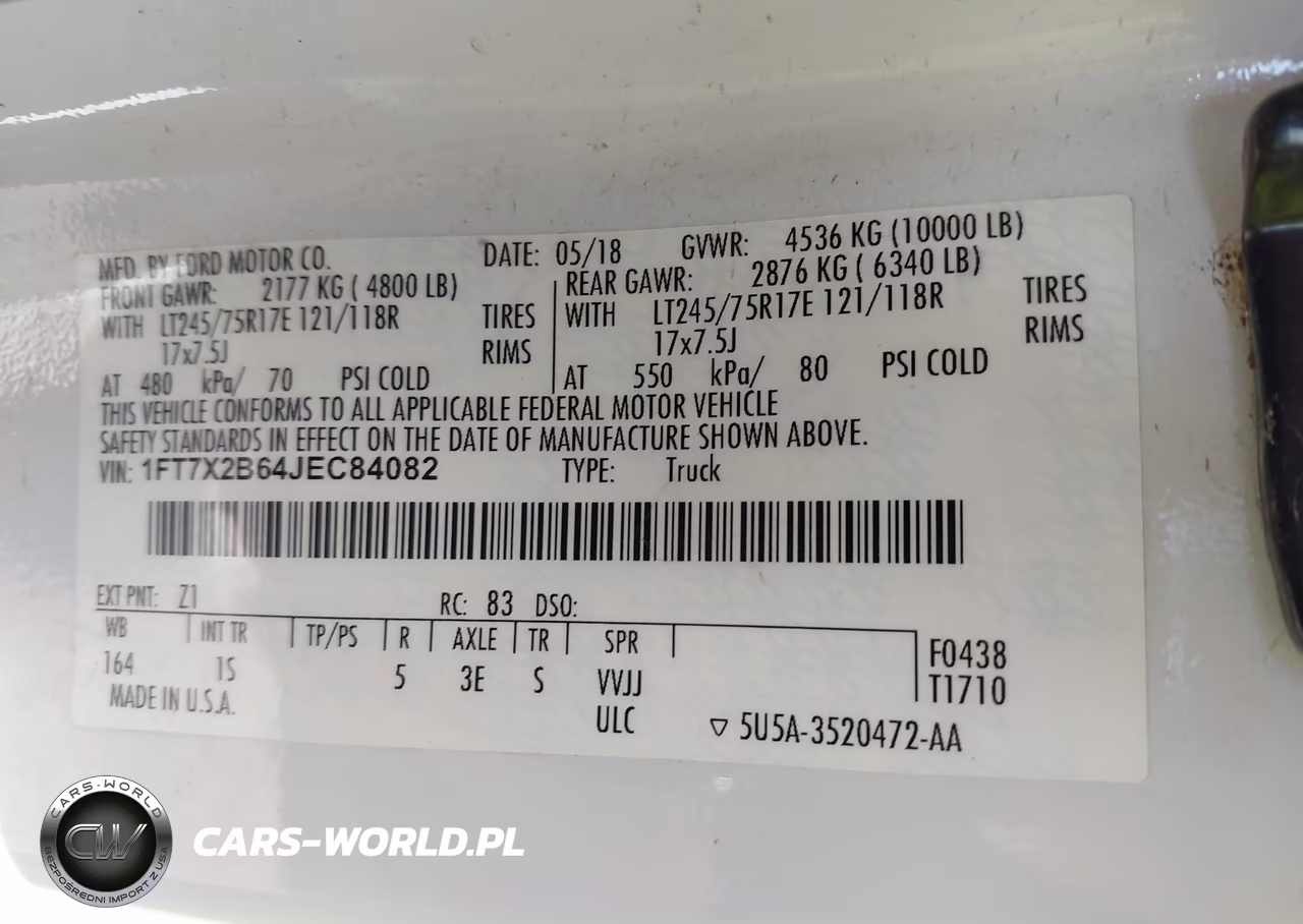 2018 Ford F-250 Xl VIN:1FT7X2B64JEC84082 - 9