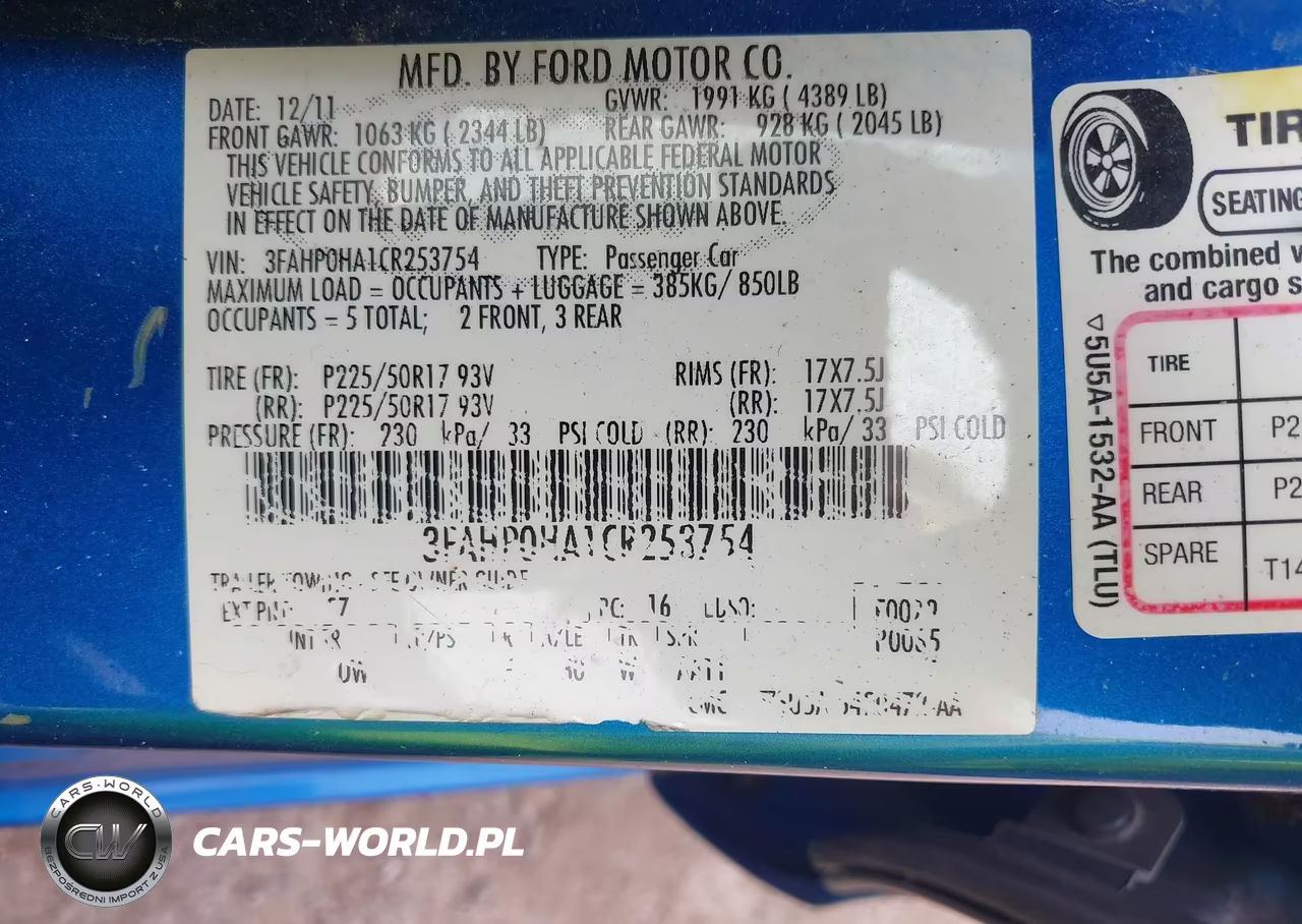 2012 Ford Fusion Se VIN:3FAHP0HA1CR253754 - 9