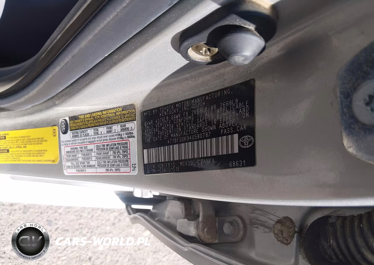 2004 Toyota Camry Le V6 VIN:4T1BF30K94U580787 - 9