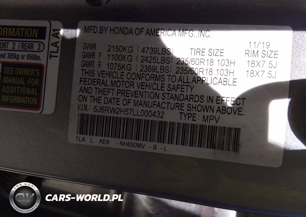 2020 Honda Cr-V Awd Ex VIN:5J6RW2H57LL000432 - 9
