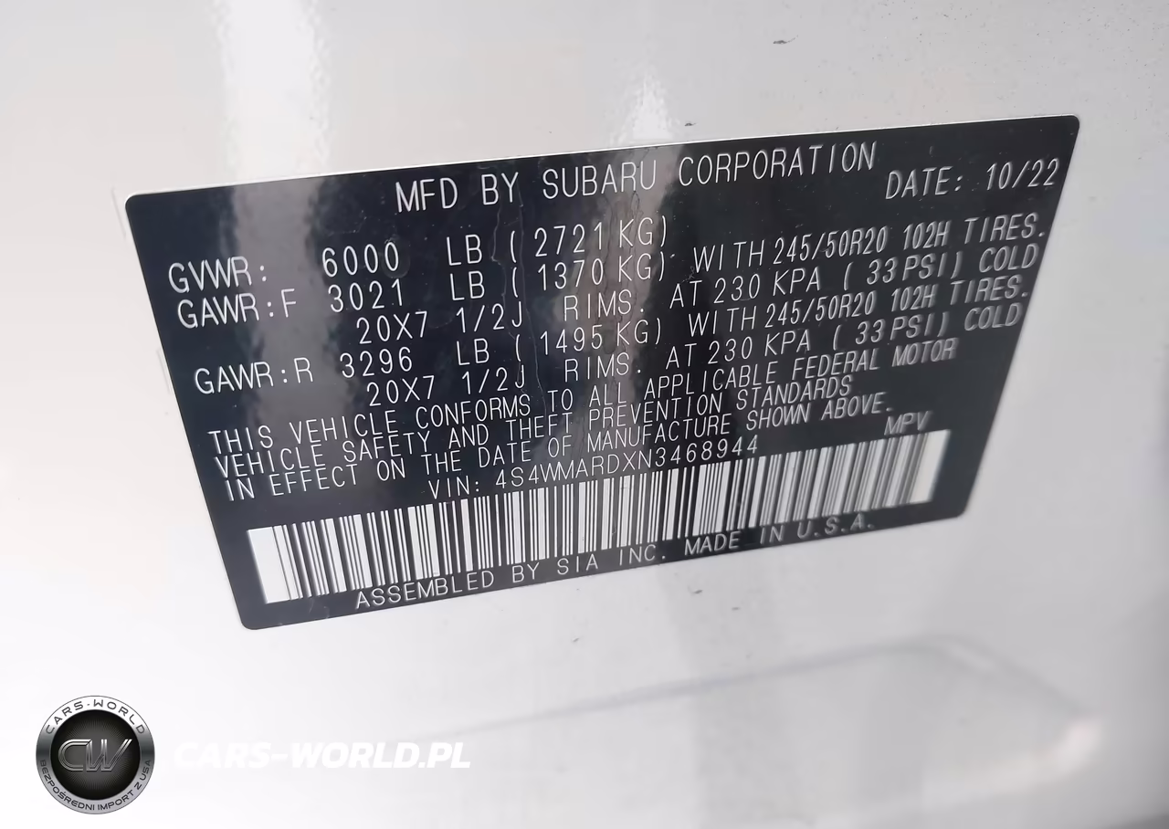 2022 Subaru Ascent Touring VIN:4S4WMARDXN3468944 - 9