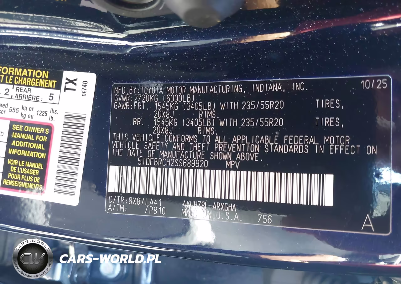 2025 Toyota Highlander Hybrid Platinum VIN:5TDEBRCH2SS689920 - 9