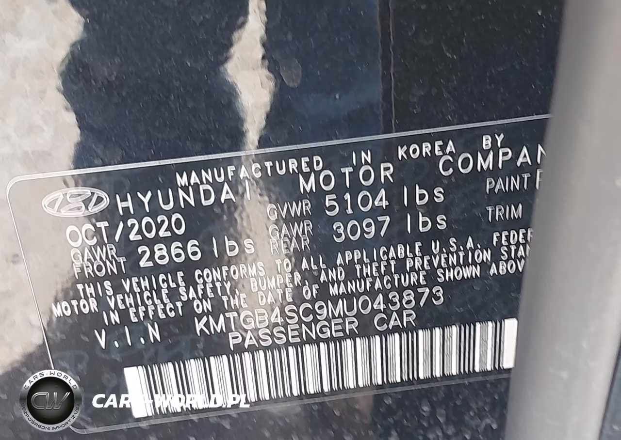 2021 Genesis G80 2.5T Rwd VIN:KMTGB4SC9MU043873 - 9