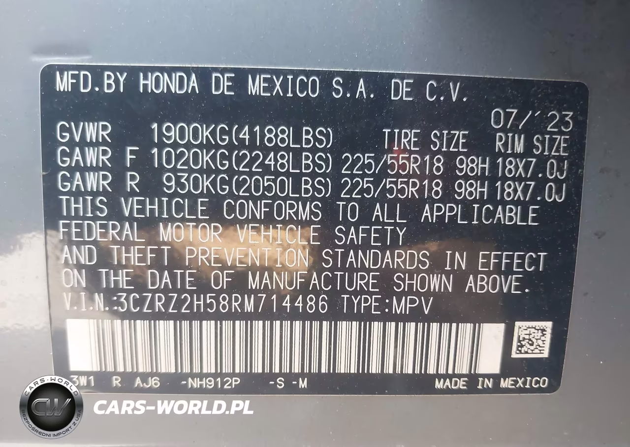 2024 Honda Hr-V Awd Sport-Awd Sport W-O Bsi VIN:3CZRZ2H58RM714486 - 9