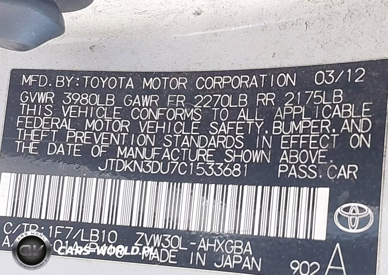 2012 Toyota Prius Four VIN:JTDKN3DU7C1533681 - 9