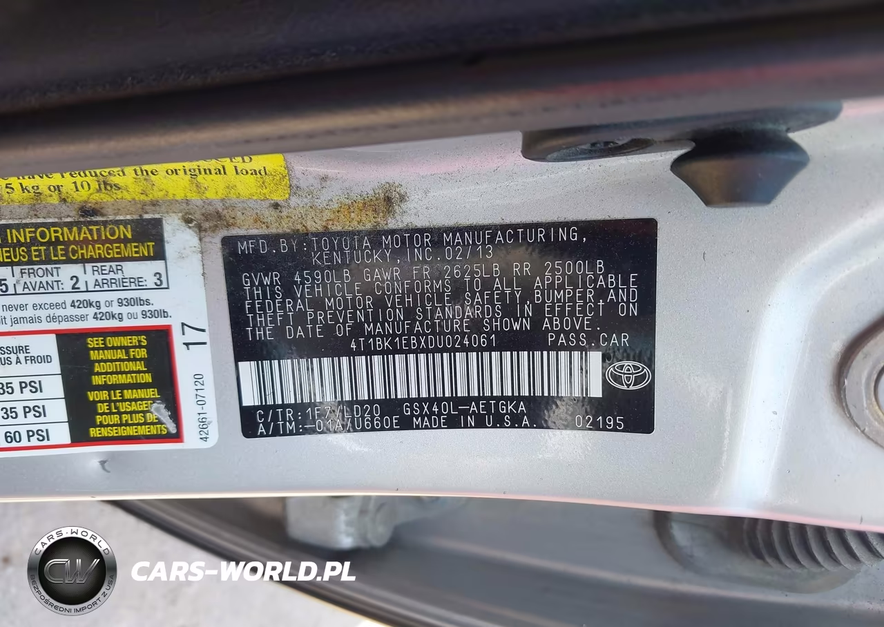 2013 Toyota Avalon Xle VIN:4T1BK1EBXDU024061 - 9