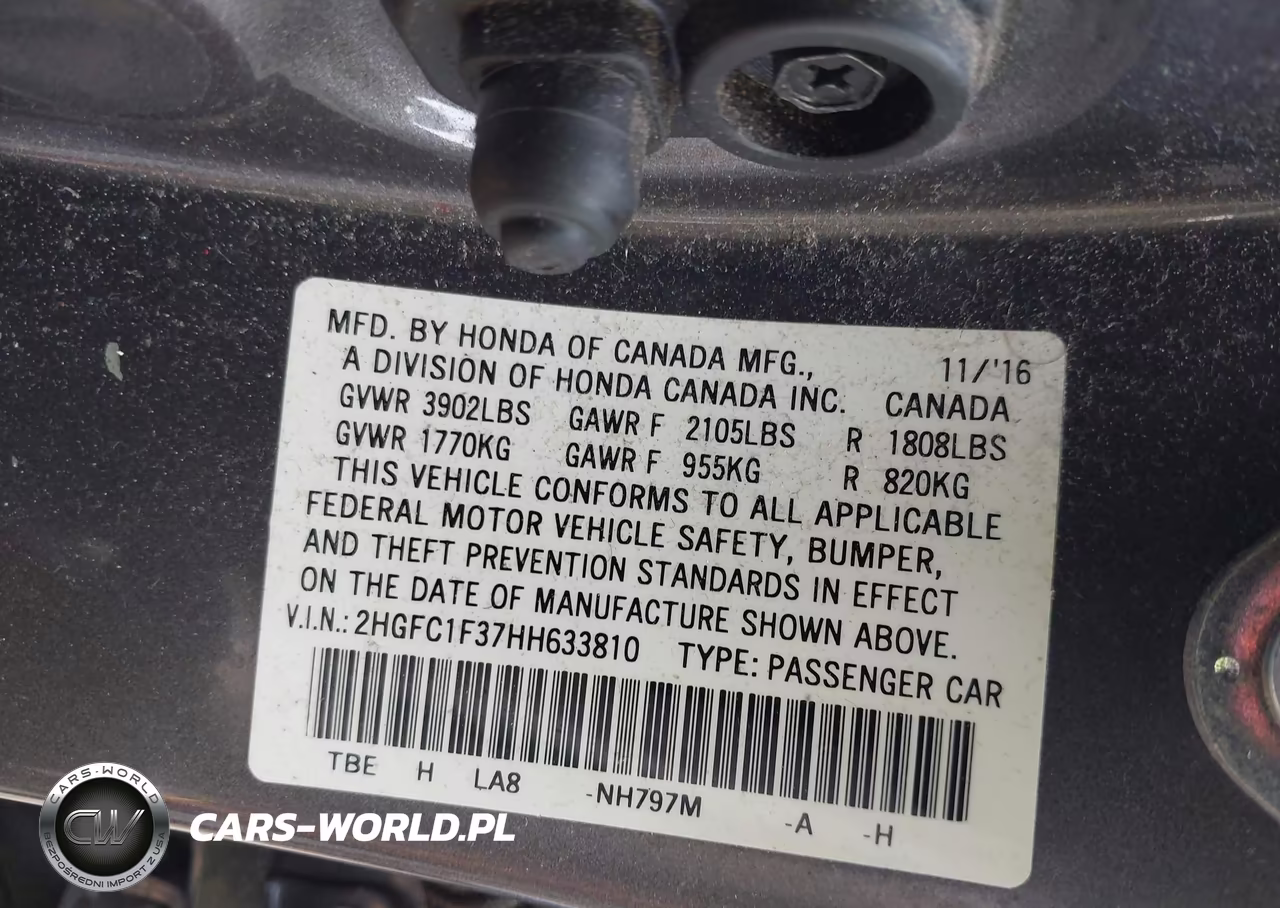 2017 Honda Civic Ex-T VIN:2HGFC1F37HH633810 - 9
